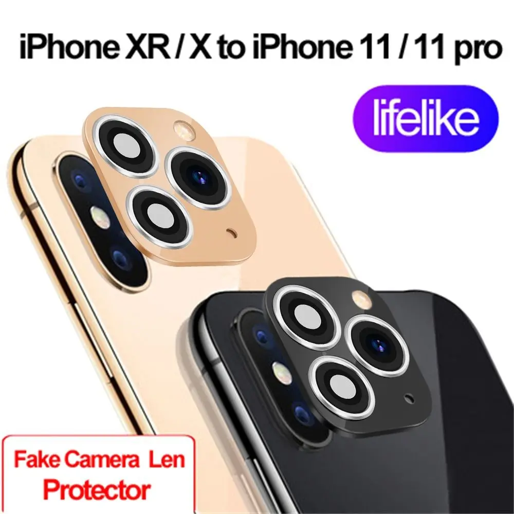 Phone Upgrade Glass Support flash Fake Camera Lens Sticker Seconds Change Cover Case for iPhone XR X to iPhone 11 Pro Max