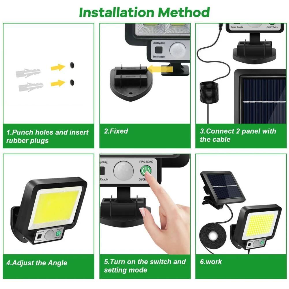 280000lm Solar Street Light 3 Modes 1200 Mah Rechargeable Battery Waterproof Super Bright Outdoor Wall Lamp