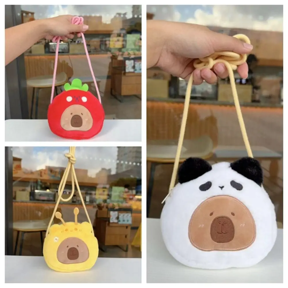 Kawaii capibara borsa a tracolla Panda Candy Color Cartoon bambini borsa fragola Cross Dressing piccolo portamonete bambini