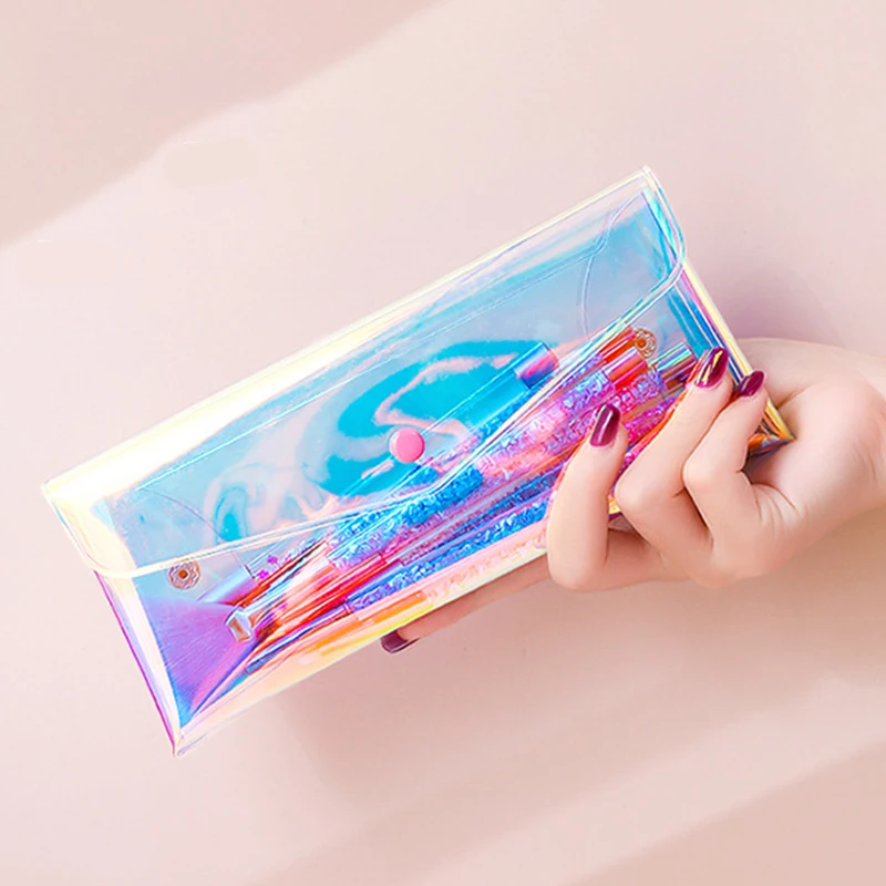 PVC Transparent Storage Bag Women Cosmetic Card Holder Stationery Organizer Portable Bags Toiletry Multifunction Purse Wallet