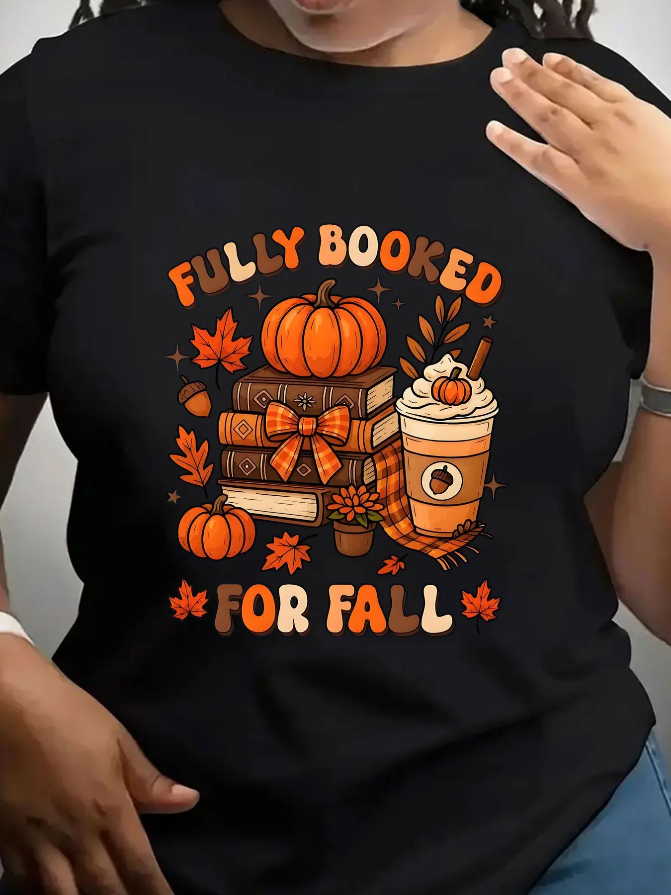 Women's Trendy Crew Neck T-Shirt Fully Booked for Fall Design Suitable for Casual Sportswear