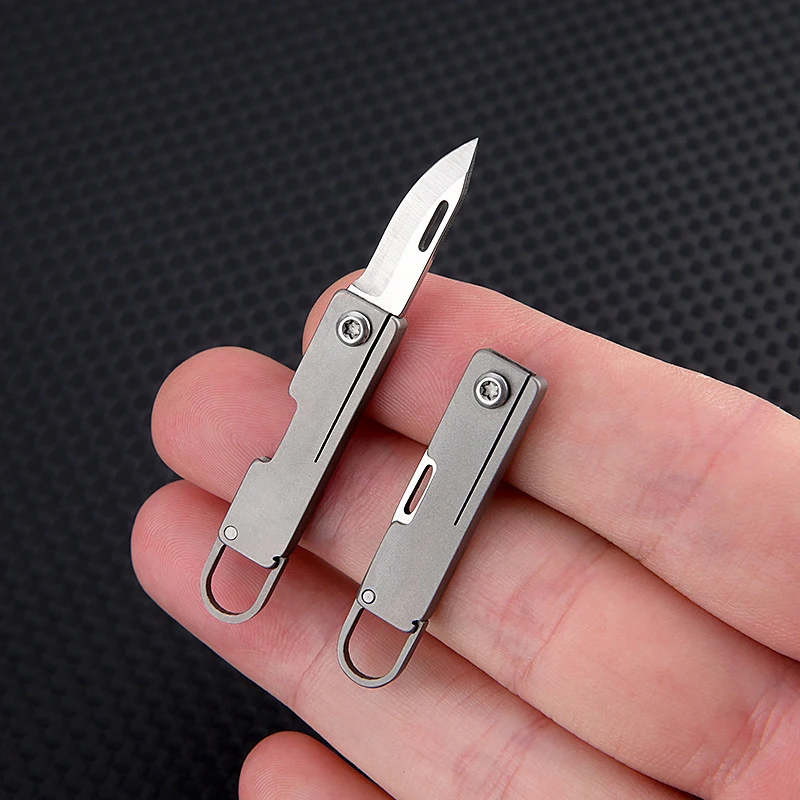 Titanium Mini Folding Knife Thin Pocket Knives Outdoor Camping Knife For Women Fruit Knives Unpacking Express Opener