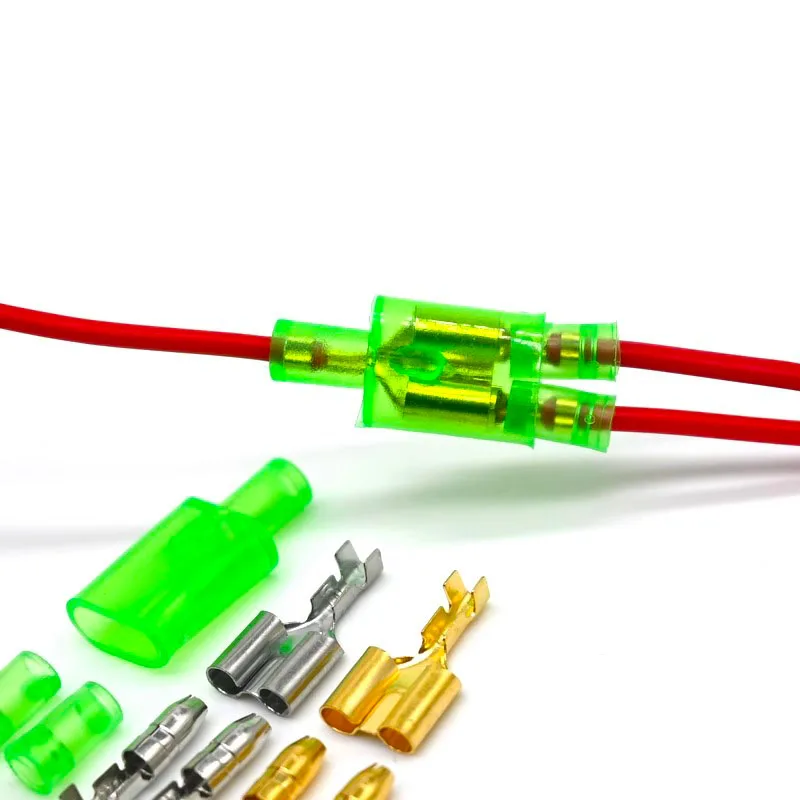 10/20/50sets Car tools 4.0 bullet terminal car electrical wire connector Green 4mm Male + Female 1 : 2 Cold press terminal