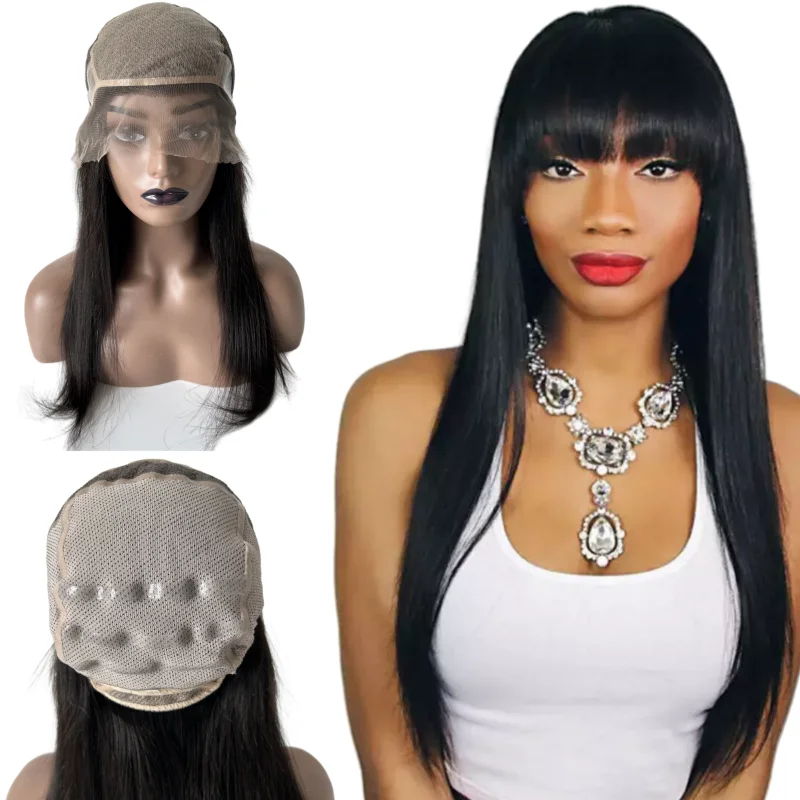 

14-дюймовые перуанские натуральные волосы # NC 180% Плотность 5x5 Шелковый верх Полный кружевной медицинский парик с силиконовой противоскользящей полосой для черного цвета