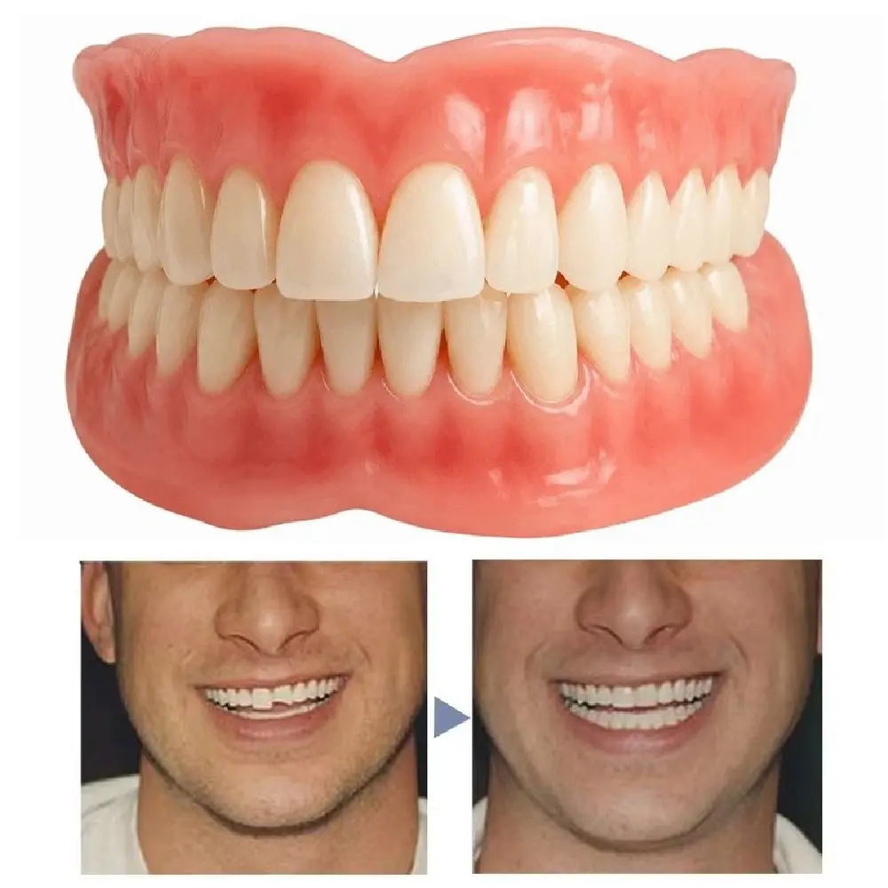 DIY Silicone False Teeth Confident Smile Whitening Temporary Fake Tooth Comfortable Fit with Filling Teeth Glue