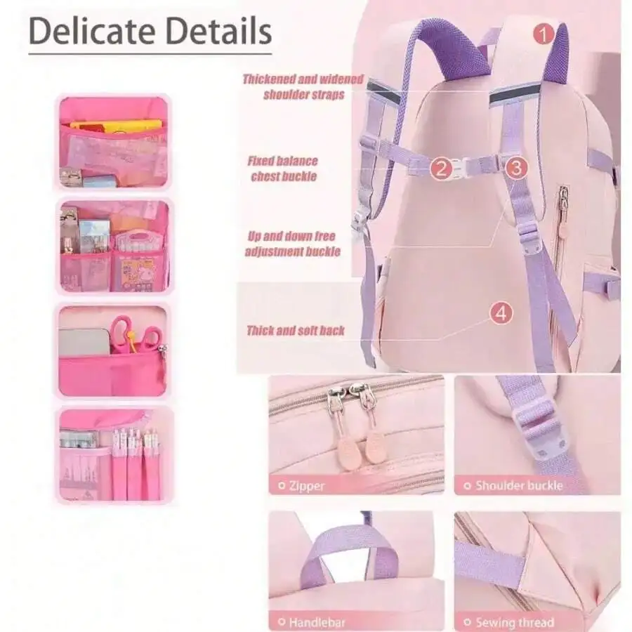 Backpack Student Backpack With Multiple Pockets, Large Capacity, Breathable And Lightweight Schoolbag With Reflective Strips