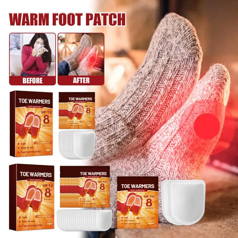 Foot Heat Patches Fast-Heating Non-Woven Comfortable Foot Warmer Foot Care 10pcs/20pcs Feet Patch For Cold Days Winter Camping