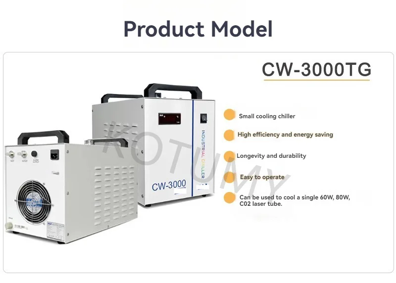 CW3000TG Air Cooled Laser Water Chiller For 60W 80W CO2 Laser Tube Engraving Cutting Machine Heat Dissipation Cooling Device
