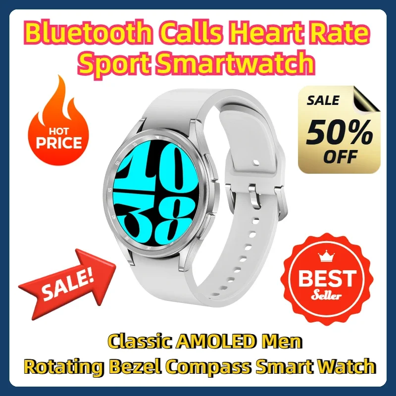 

Bluetooth Calls Heart Rate Smart Island Sport Smartwatch Classic AMOLED Men Rotating Bezel Compass Men Smart Watch