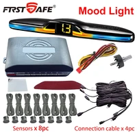 FirstSafe-Kit de Sensor de estacionamiento delantero y trasero, sistema de visualización de luz ambiental, Monitor de respaldo, asistente de Detector, Sensor de Radar 6 8