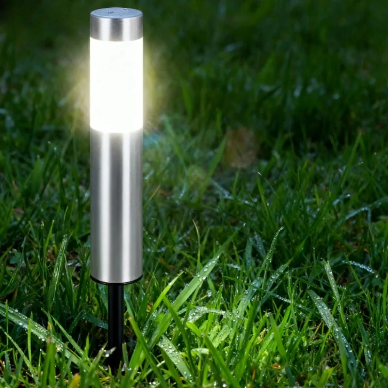 Stainless Steel Solar Light Modern Courtyard Outdoor Garden Cylindrical Outdoor Waterproof Lawn Light