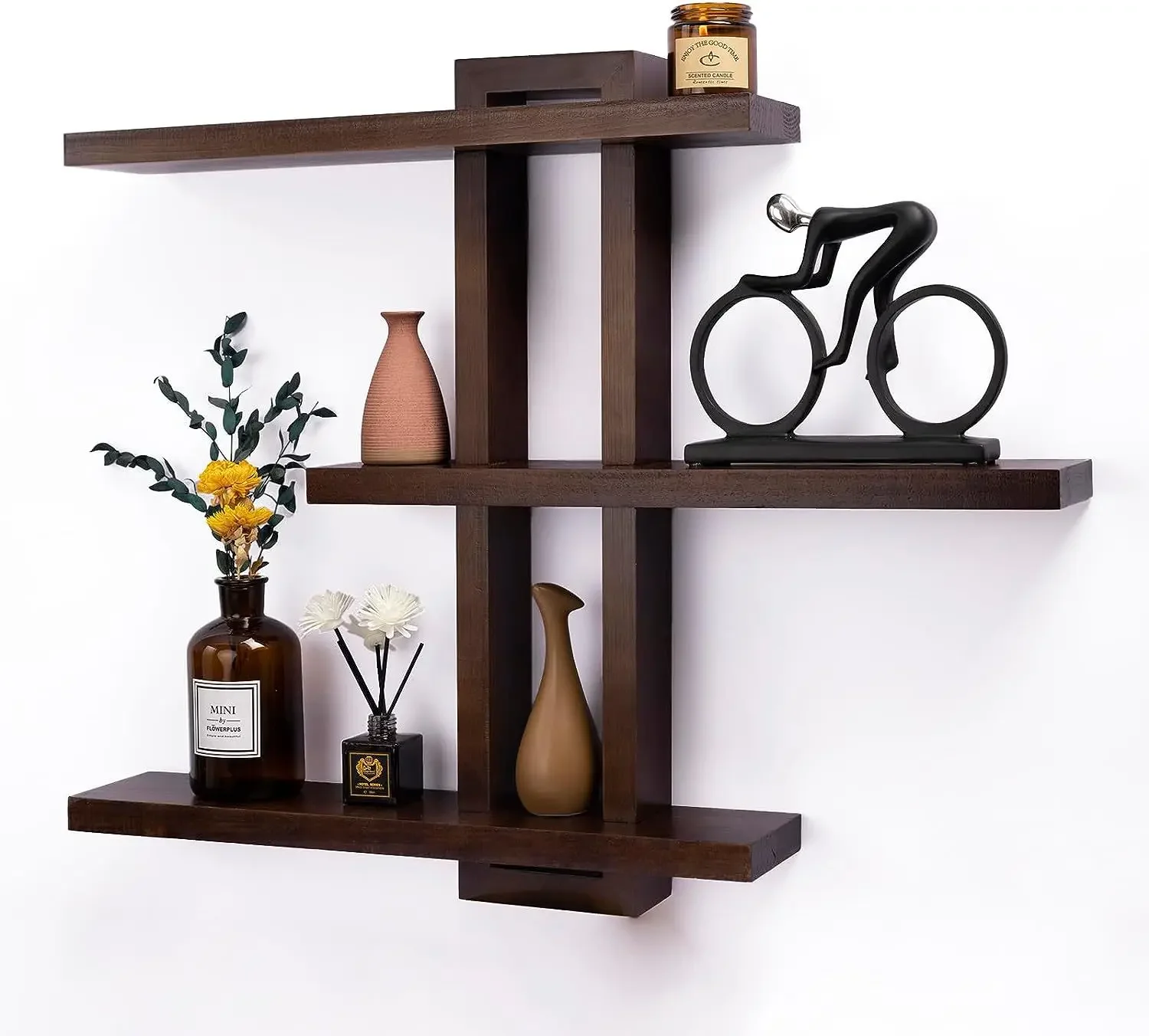 Wooden storage rack, wall decoration rack, living room wall mounted storage