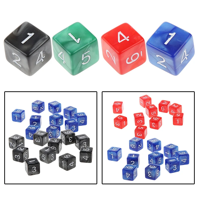 10pcs Table Games Dice 14mm Portable Acrylic Round Corner Board Game Dice Party Gambling Game Cubes Digital Dices Club Party