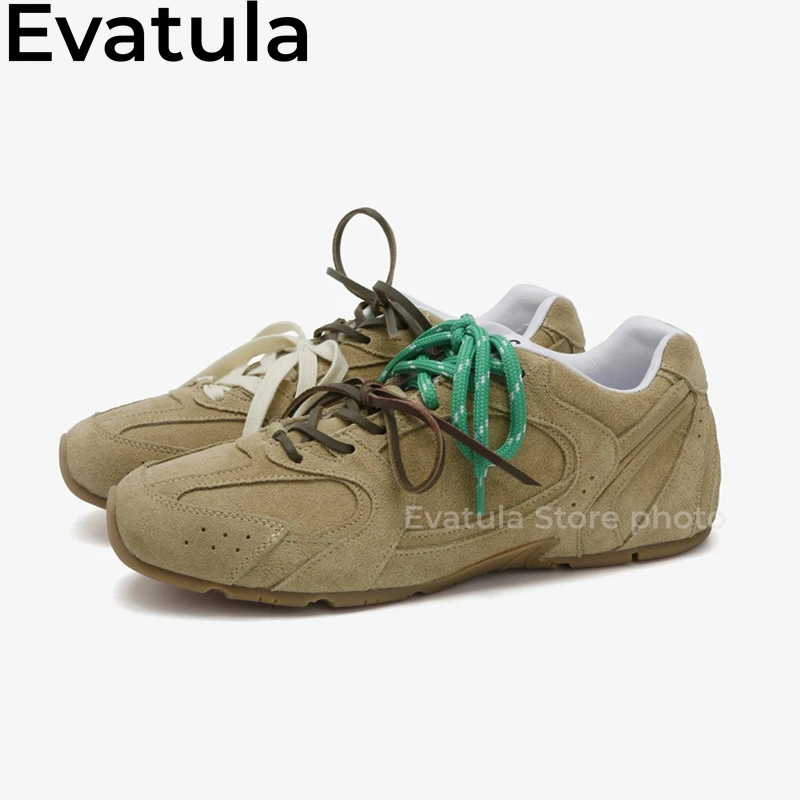 2024 Spring Unisex Lace Up Couples Casual Sneakers Round Toe Suede Leather Flat Shoes Women Comfort Walking Running Shoes Men