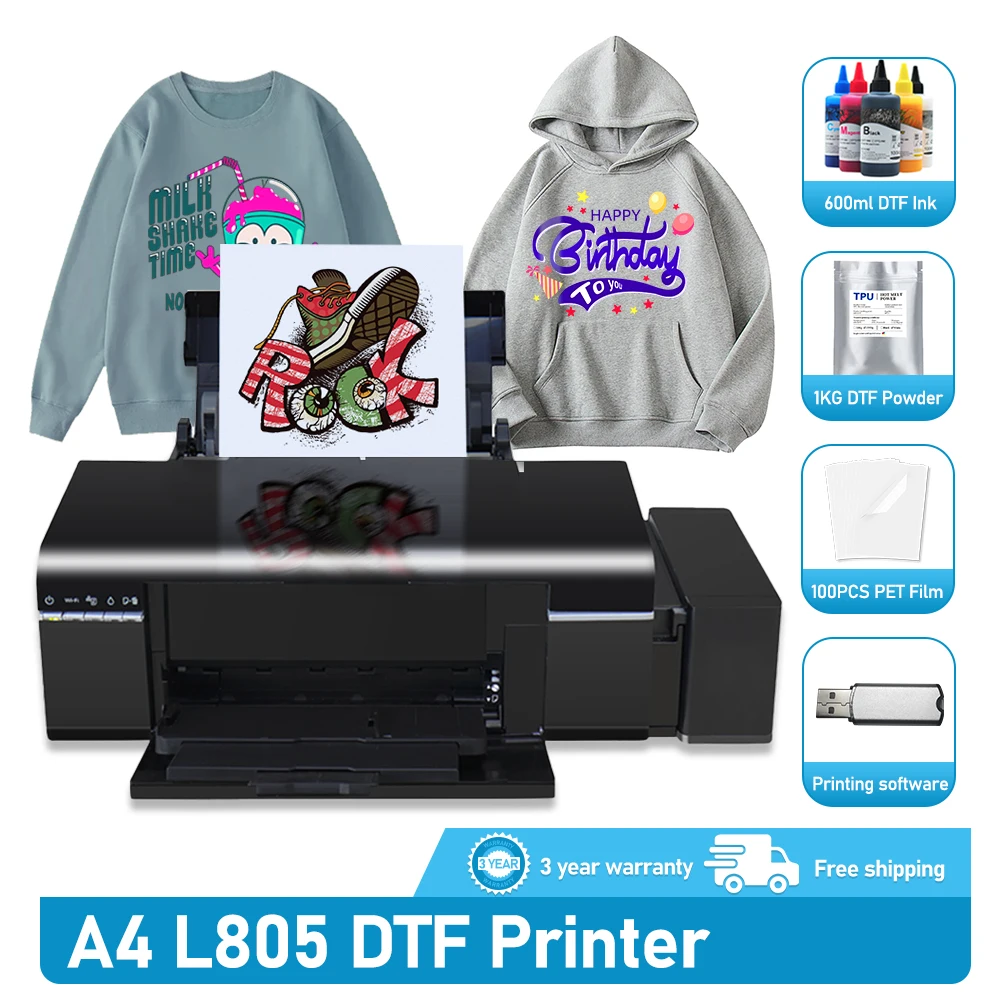 A4 DTF-Drucker für L805 DTF-Drucker, Direkttransferfilmdrucker für Kleidung, Textil-T-Shirt-Druck, DTF-Transferdrucker