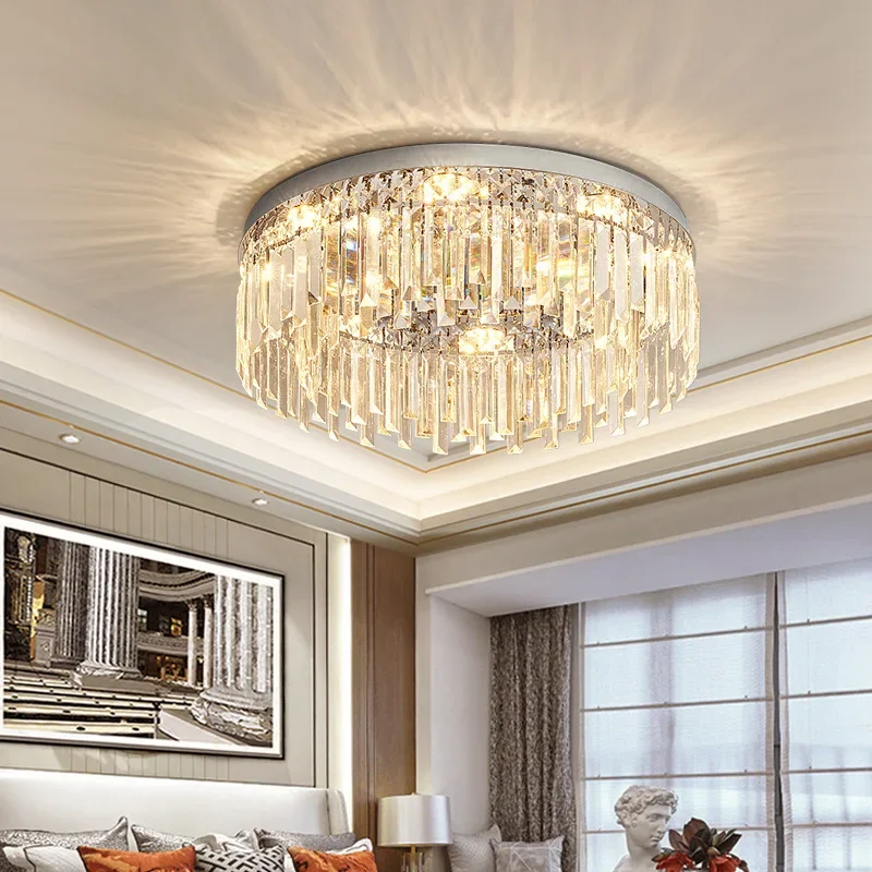 Round Light Luxury Crystal Ceiling Lamp Modern Minimalist Living Room Decoration Bedroom Whole House Indoor Lighting For Home