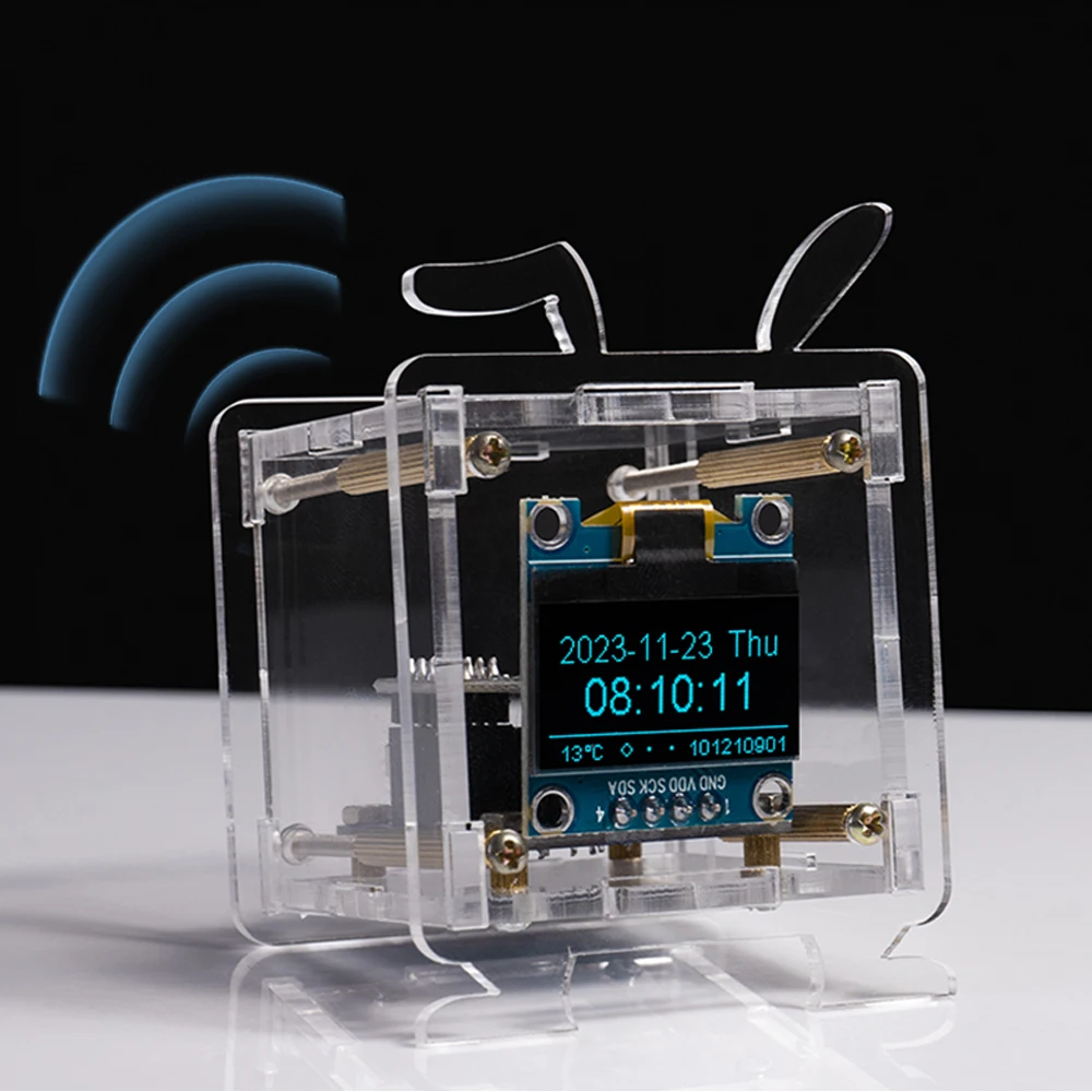 جديد ESP8266 ساعة الطقس الصغيرة 2.4G WiFi لتقوم بها بنفسك عدة إلكترونيات إعداد الوقت التلقائي مع وحدة عرض OLED لتقوم بها بنفسك مجموعة لحام