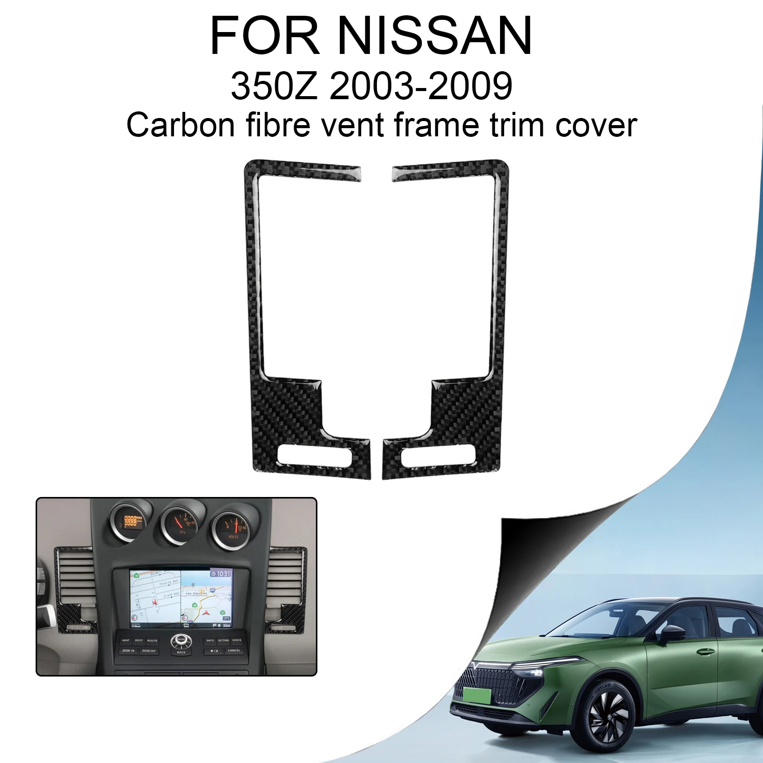 Cadre de Sortie de Ventilation Intérieure en Fibre de Carbone, Couverture d'Habillage, Autocollant pour Nissan 350Z 2003-2009, Accessoire de Voiture