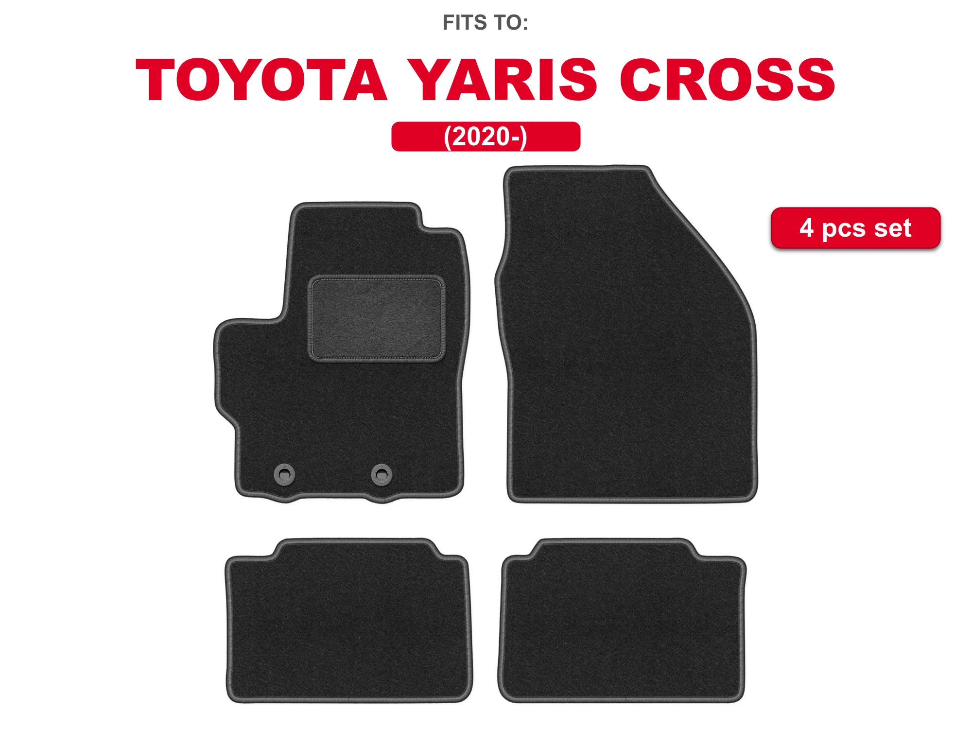 Auto velour matten voor: Toyota Yaris Cross 2020- crossover grafietkleurige automatten autoset