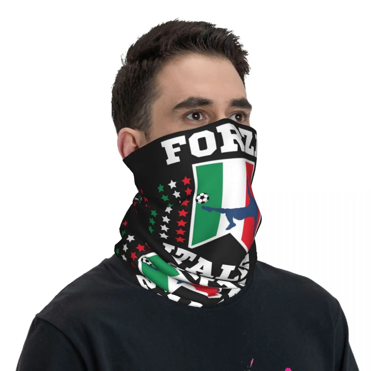 Forza Italian Football Italia Flag sciarpa fazzoletto da collo maschera per il viso in poliestere