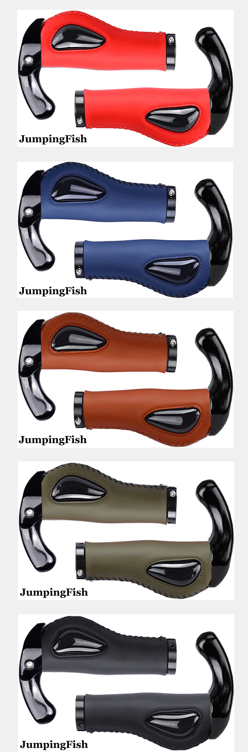 Radfahren Abschließbare Griff Bar Grip Anti Überspringen Rennrad Lenker Aluminium Legierung Leder Komfortable Mountainbike Zubehör – Detail 11