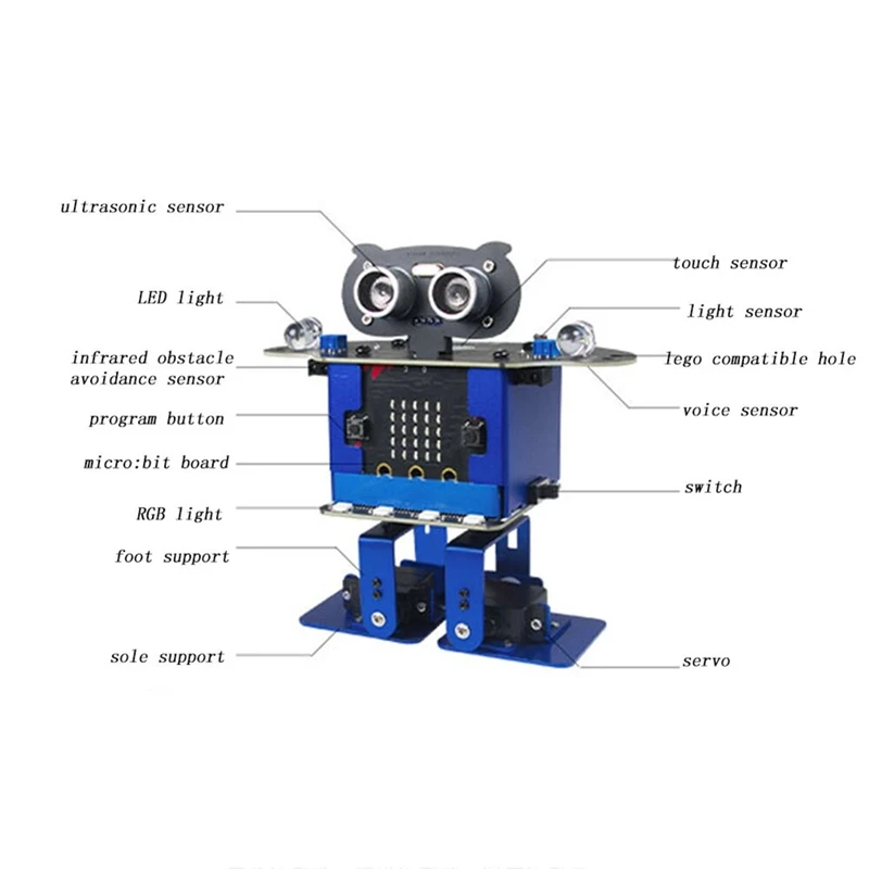 Happybot روبوت قابل للبرمجة ، Mixly Plus XR ، Scratch Biped Walking ، موسيقى الرقص Micro:Bit تطبيق اللوحة الأم