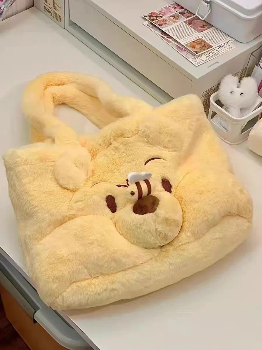 ديزني ويني ذا بوه حقيبة كتف أنيمي ألعاب من نسيج مخملي Kawaii ذات سعة كبيرة الكرتون الترفيه حقيبة يد طفل عيد الميلاد فتاة الهدايا #2