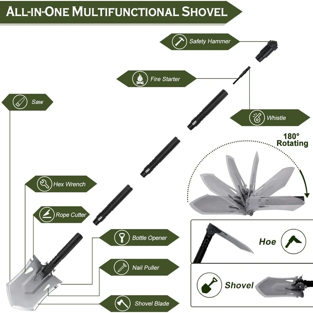 Imagem -03 - Dobrável com Alça de Bloqueio Design Ferramenta Tática Portátil Camping Multitool Dobrável Sobrevivência 38 pá