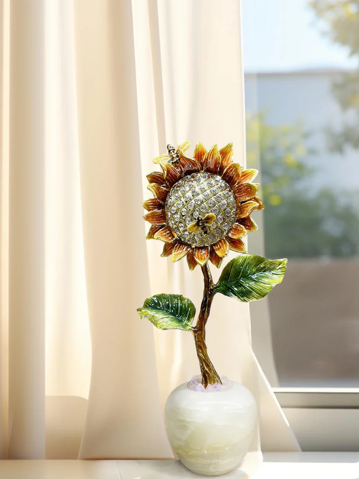 Enamel color is booming, sunflower ornaments, desktop living room entrance home decoration crafts