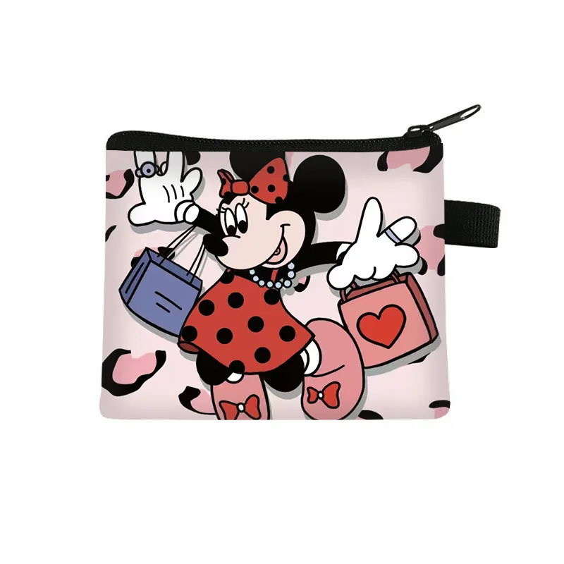Disney Anime Mickey Mouse Coin Purse Kawaii Minnie Zipper Wallet Cartoon Children Portable Storage Bag Gifts