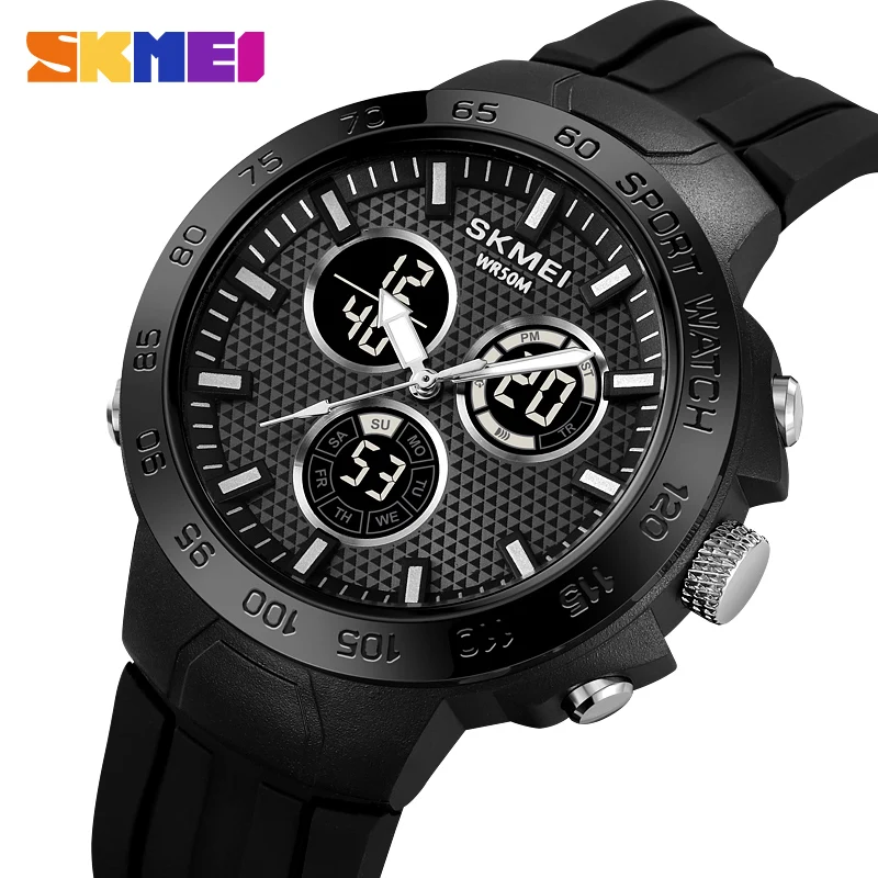 

SKMEI Dual display Top Brand Digital Countdown Sport Watches Mens Back Light 5Bar Waterproof Wristwatch Clock Relogio Masculino