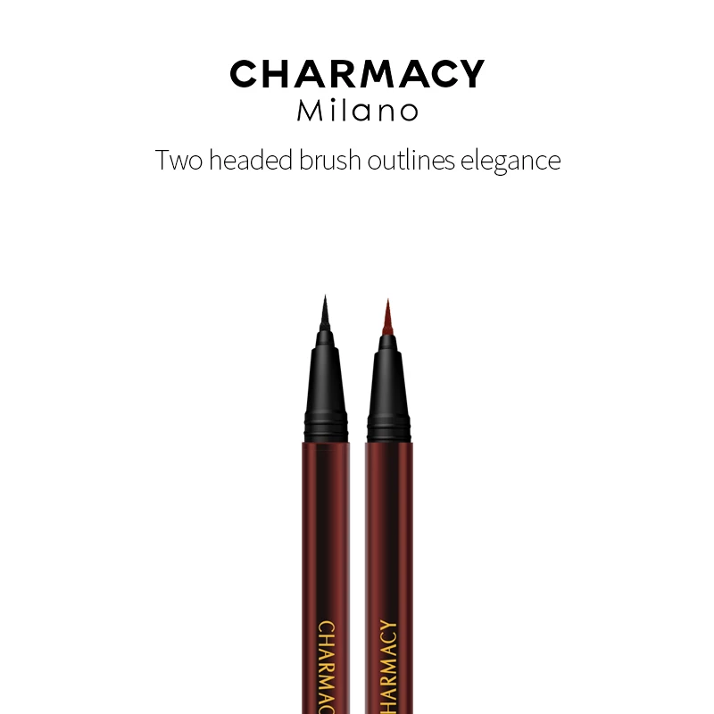 CHARMACY 2 In1 قلم كحل سائل أسود بني فائق النحافة ناعم عالي الصباغ مقاوم للماء سريع الجفاف كحل مكياج مستحضرات التجميل