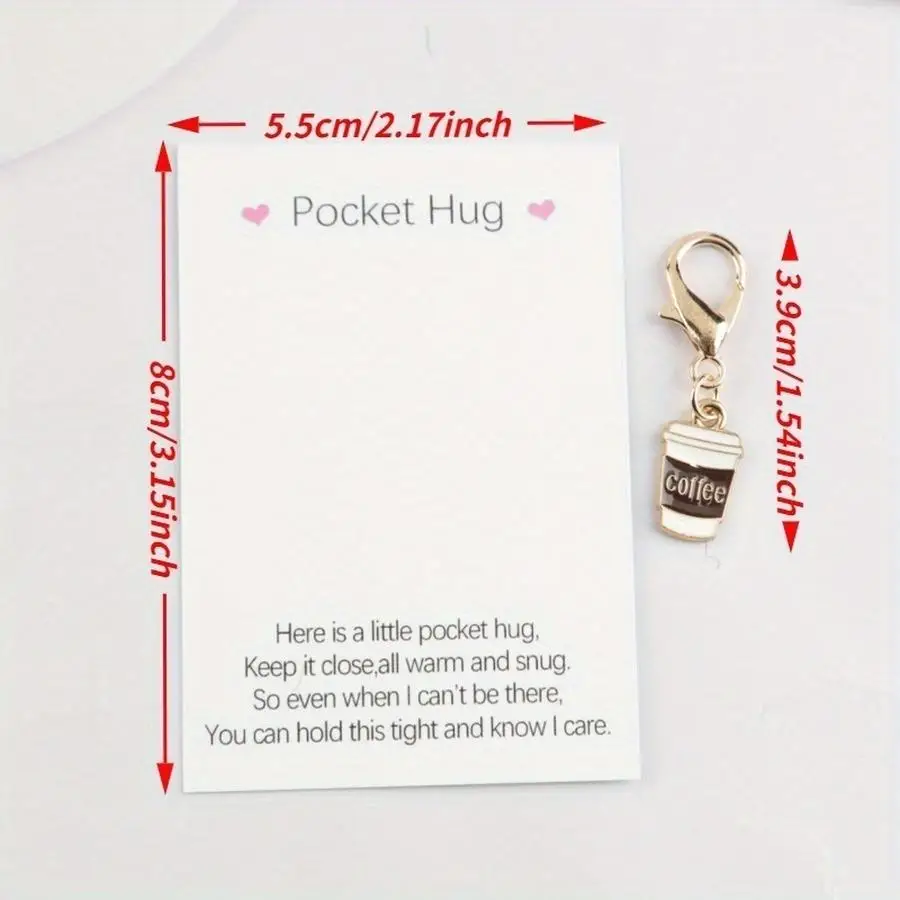 1/5/10/20/50/100pcs Fun Coffee Cup Keychain Set with Pocket, Hug Card, Bag, Pendant, Daily Additions, Perfect for Theme Parties,