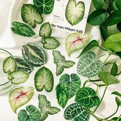 20 Pcs Natural Green Leaves Stickers for Scrapbooking Self-Adhesive Scrapbooking Stickers Supplies Journal Card Making Letters