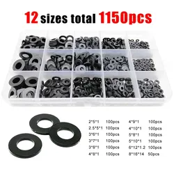1150pcs/box Plastic Nylon Flat Washer Plain Spacer Insulation Gasket Ring Assortment Kit Set M2 M2.5 M3 M4 M5 M6 M8 White Black