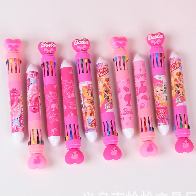 Barbie Pen 10 Kleur Balpen Cartoon Roze Meisjes Student Schrijf Benodigdheden Studenten Briefpapier Terug Naar School Cadeau Pop Speelgoed