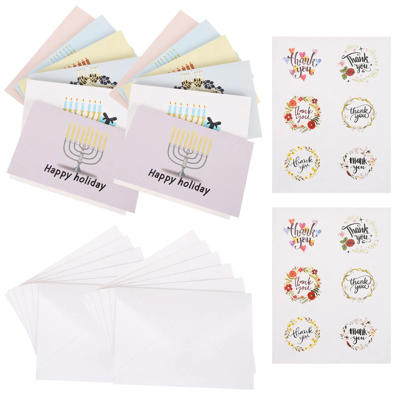

12Pcs Hanukkah Greeting Cards Exquisite Design Festival Blessing Cards for Chanukah Gift Envelope Set for Family