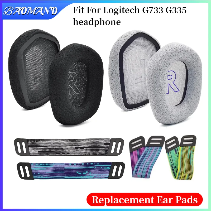 Replacement ear cushions for Logitech G733 G535 G335 Lightspeed wireless gaming headsets, featuring comfortable soundproof foam