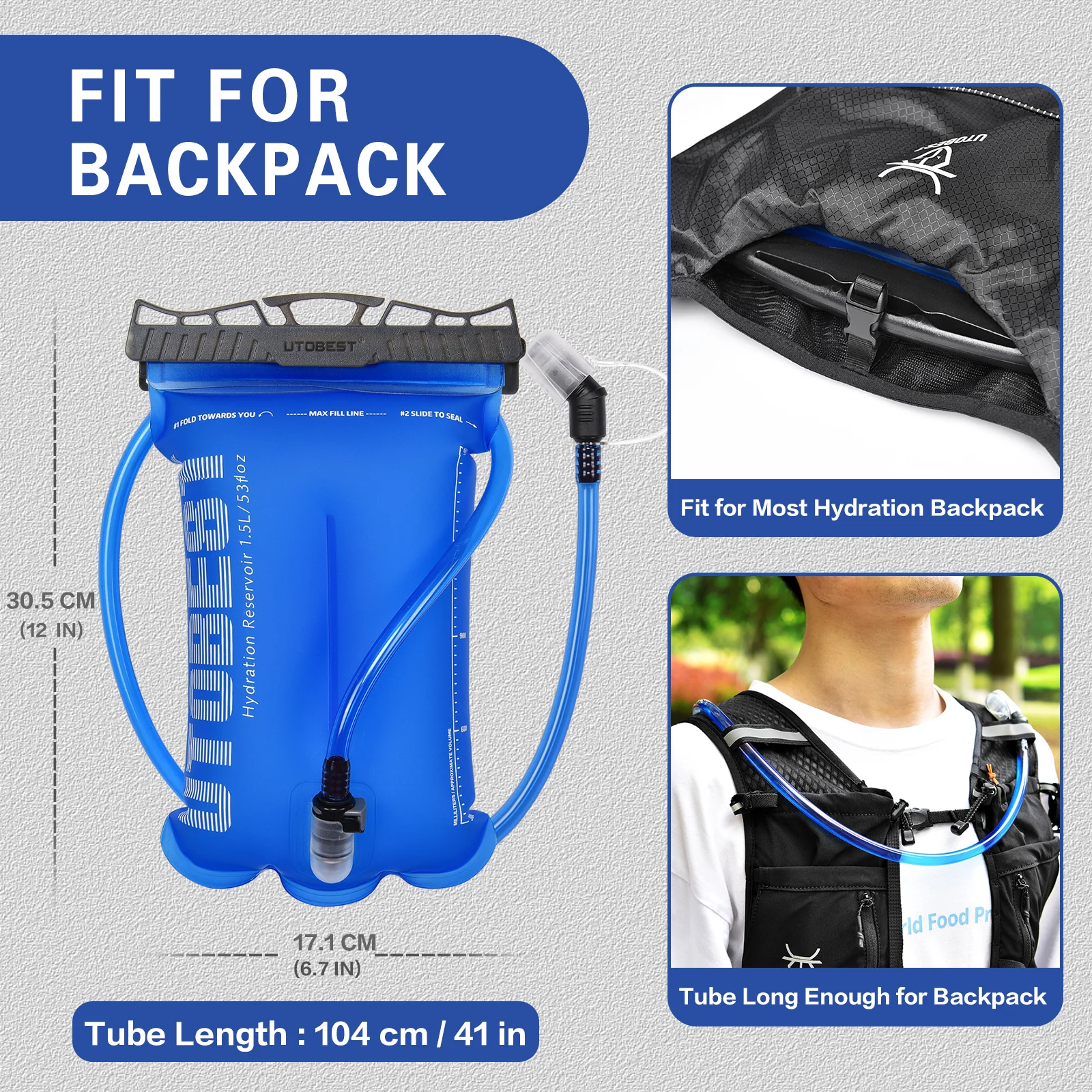 UTOBEST UTR217 1.5L/2L/3L Water Bladder Hydration Pack Reserevoir TPU Water Bag for Camping Cycling Running Hiking