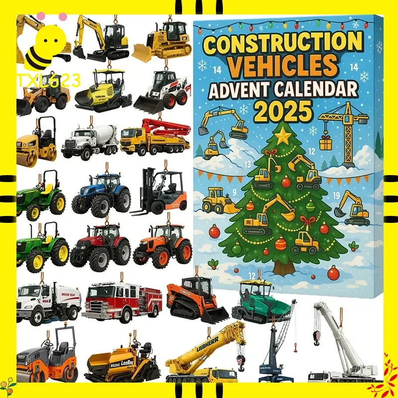 

24 шт., строительная техника, Рождественский адвент-календарь, набор игрушек, детский праздничный подарок, модная слепая коробка, календарь обратного отсчета