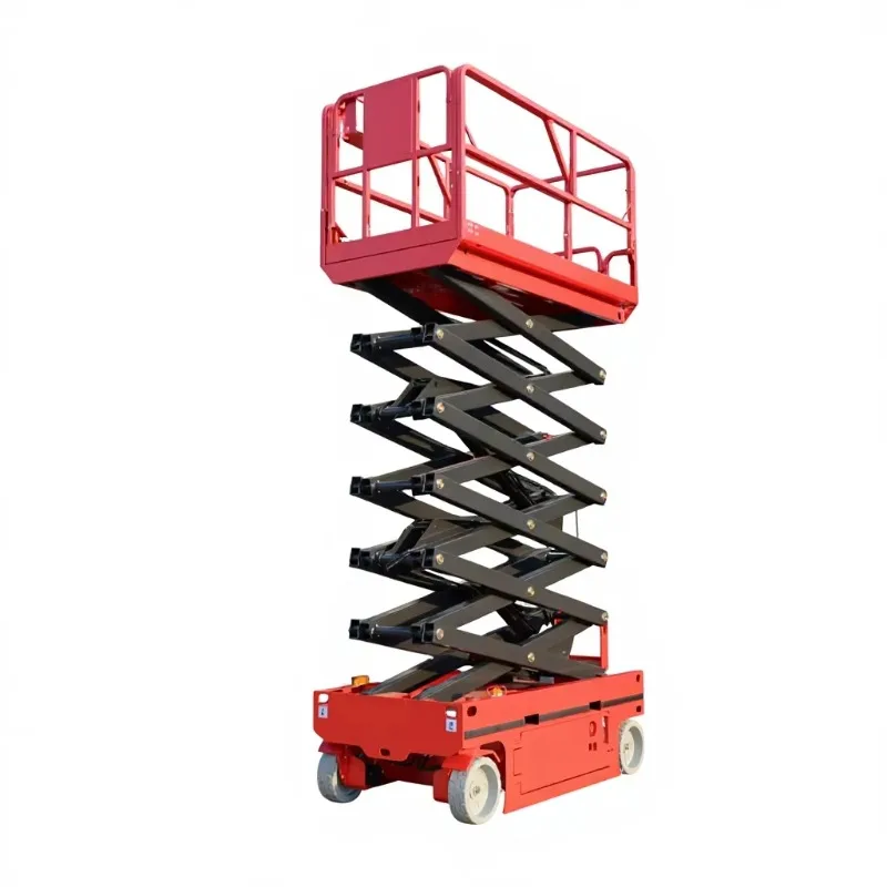 Customized Steel Scissor Lift Platform Self-Propelled Mobile 12m Working Platform Lead Acid Battery 100kg Capacity