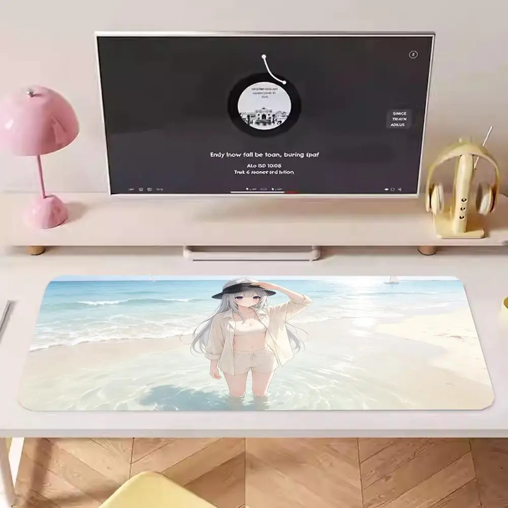 Large size mousepad tropical beach anime beauty table mat pad keyboard game card pad for laptop office desktop bedroom learning