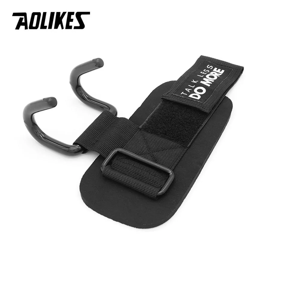 AOLIKES 1 Pair Weight Lifting Hook Hand Bar Wrist Straps Glove Weightlifting Strength Training Gym Fitness Hook Support Lift