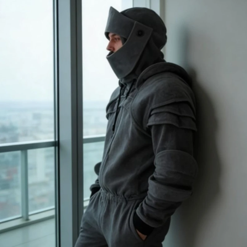 

Мужская толстовка-худи с маской, защитой локтей, на шнурке, с карманом-кенгуру, однотонная, с капюшоном, для косплея