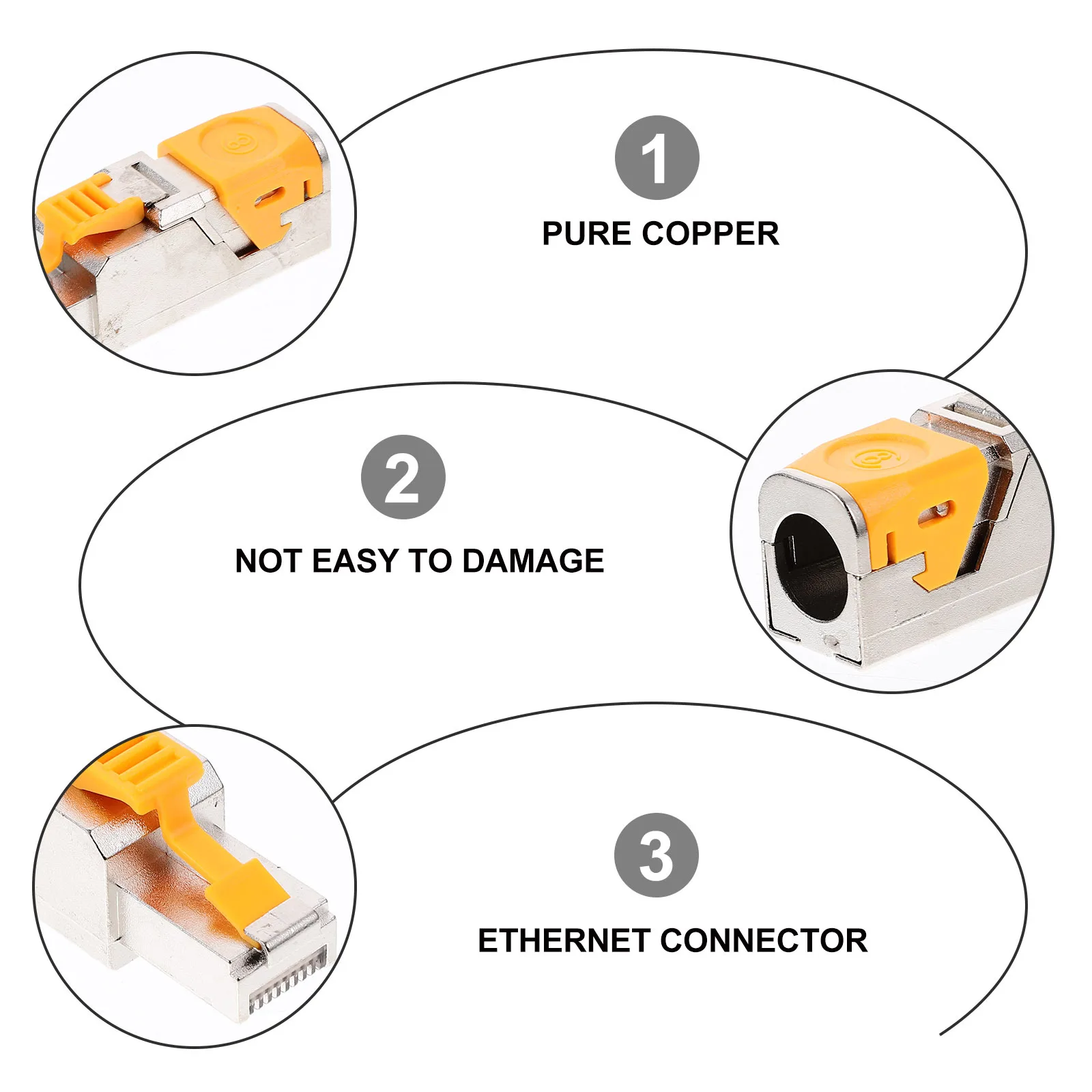 

Pass Through Shielded Connector Cat 8 Network Plug Ethernet Cable Connector For Router Durable Bend