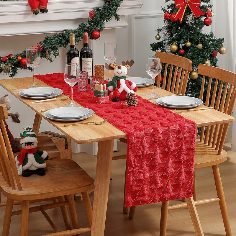 

Christmas Embroidered Sequin 3D Table Flag Tablecloth Christmas Party Decoration Store Display Tablecloth