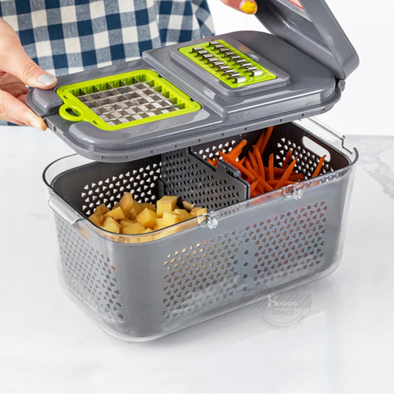 Vegetable Chopper Multifunctional Vegetable Cutter Shredders Slicer with basket Potato Onion Chopper Carrot Grater Slicer