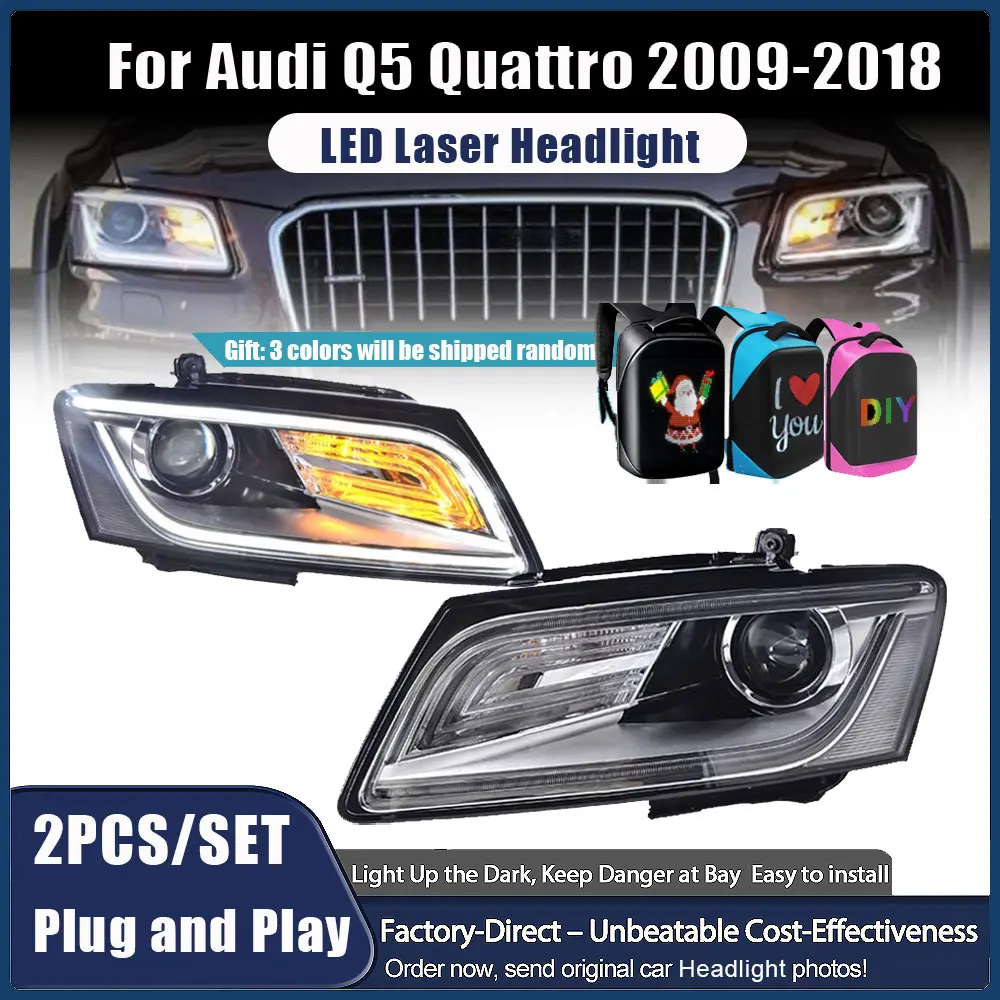 

Car Styling Headlights For AUDI Q5 2008--2015 2015 2016 2017 Front Lights LED DRL Moving Turn Signal Laser Head Lamps Assembly