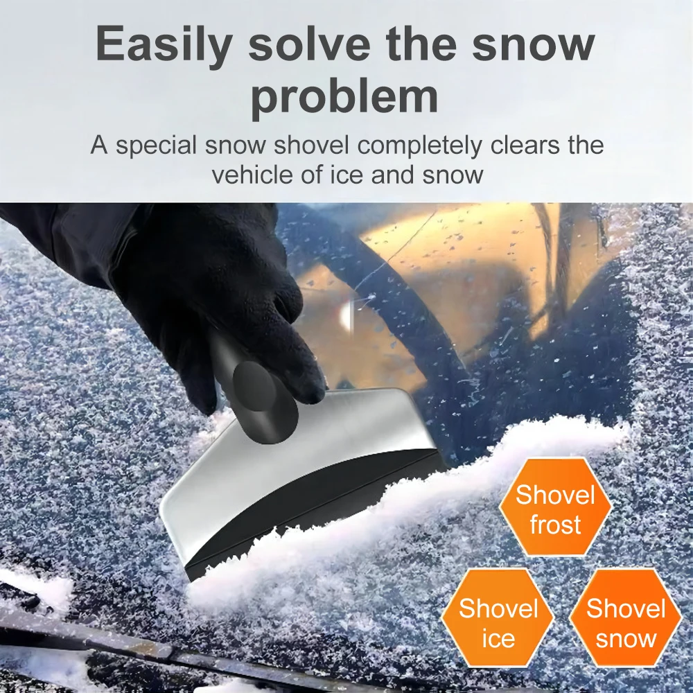 Durable Car Ice Scraper Snow Removal Shovel Windshield Glass Defrost Removal Automotive Winter Stainless Steel Car Accessories