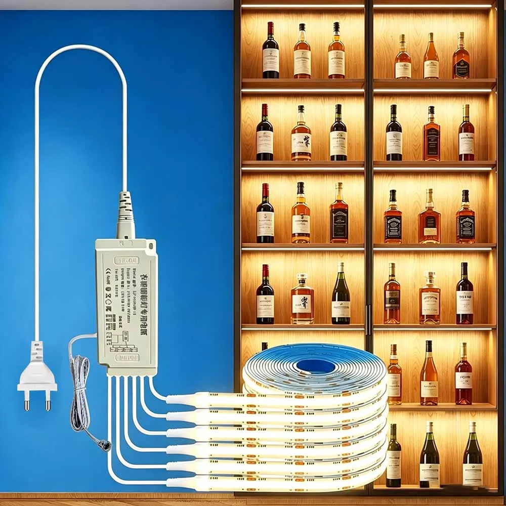 Cabinet Lighting Kit LED COB Strip with Door Control Sensor Switch 2PIN 12V 3000K 4000K 6000K for Wardrobe Kitchen Cupboard